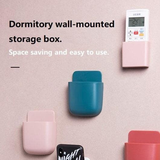 Self-Adhesive White Remote Control Storage Box, Phone Charging Station Self-Adhesive White Remote Control Storage Box, Phone Charging Station